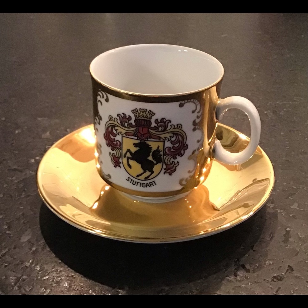 Cup & Saucer ~ Winterling Porcelain ~ Stuttgart Crest ~ Kirchenlamitz, Bavaria